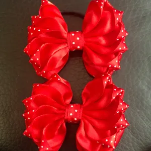 Luxury Bows: Rich red ruffle polka dot bows