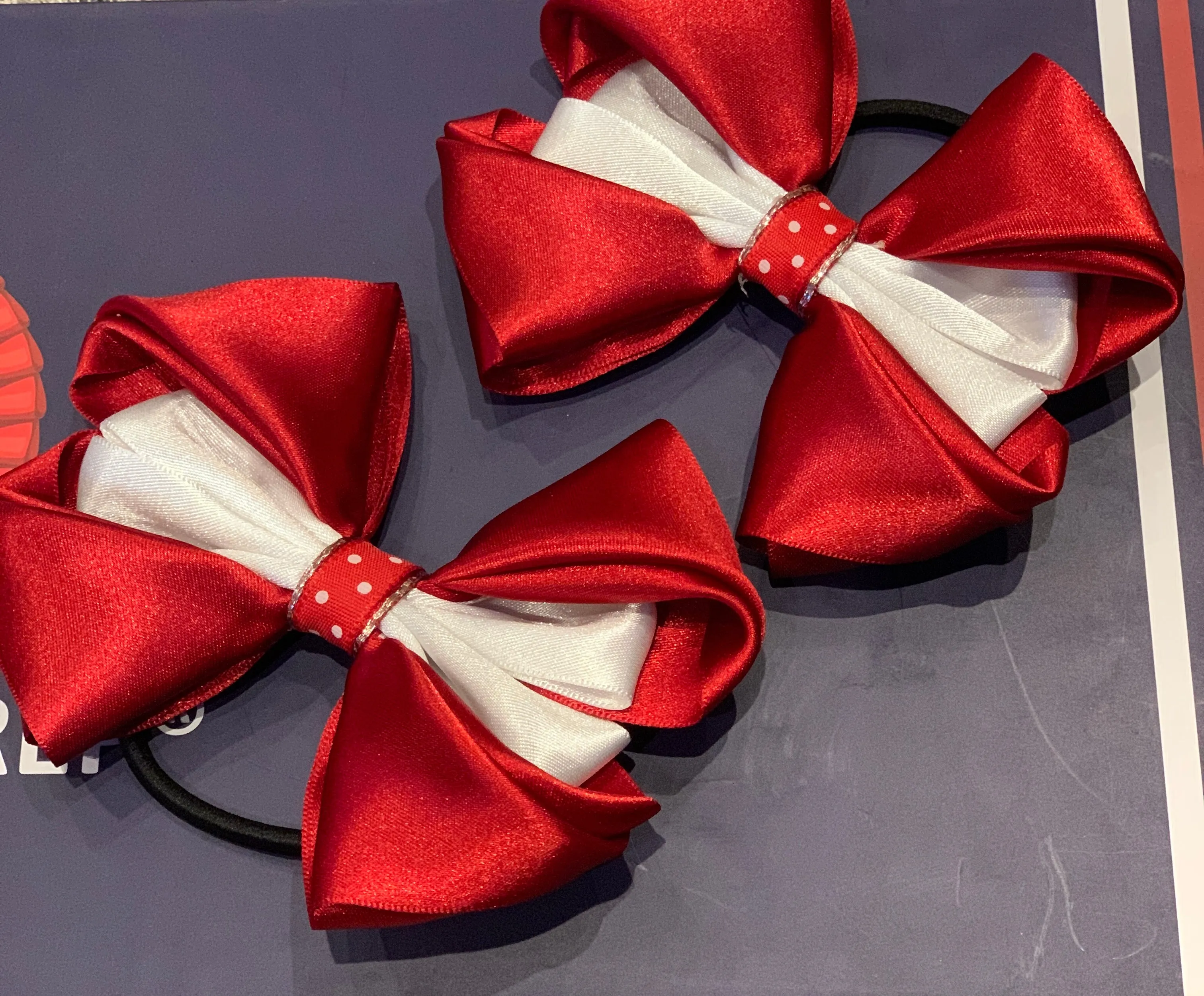 Luxury Bows: Rich Red Satin bows with white central design