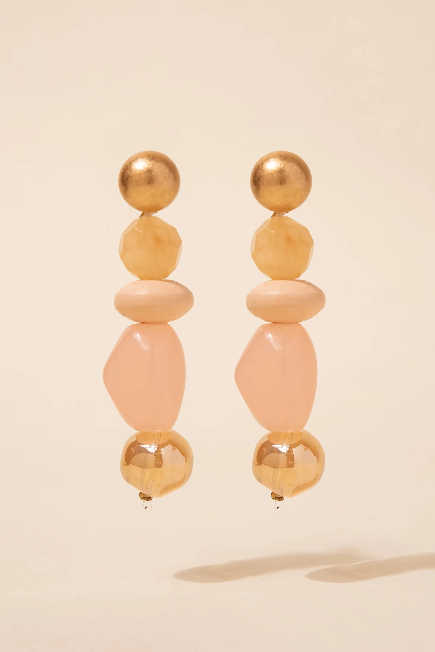 Lyra Organic Beaded Linear Dangle Earrings