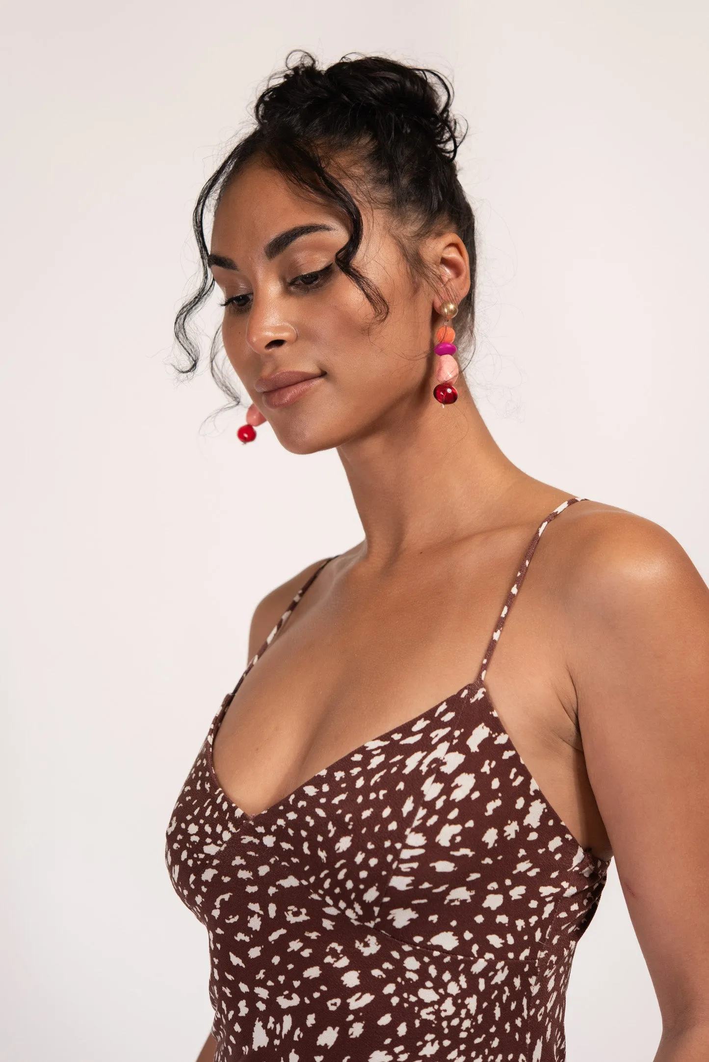 Lyra Organic Beaded Linear Dangle Earrings