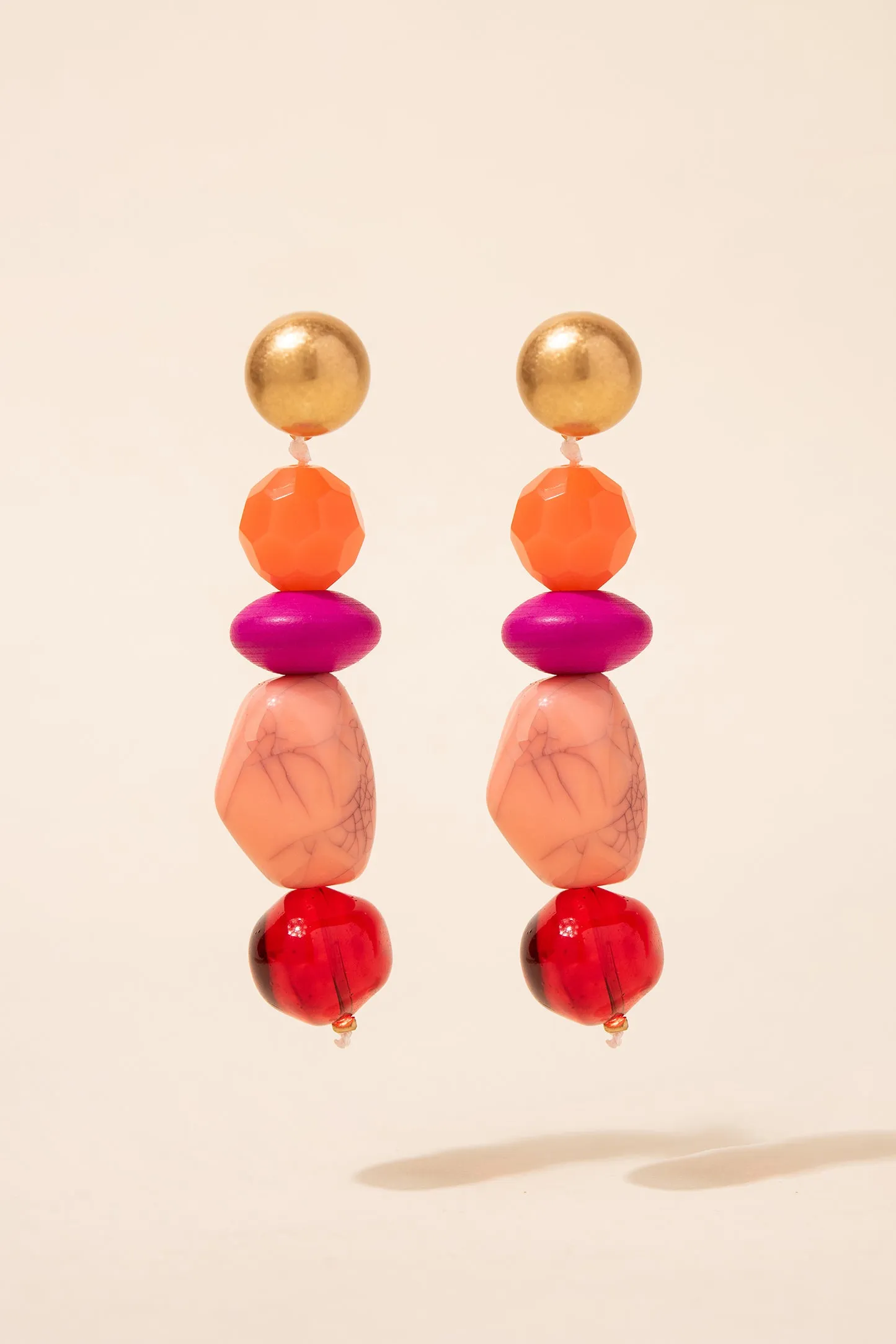 Lyra Organic Beaded Linear Dangle Earrings