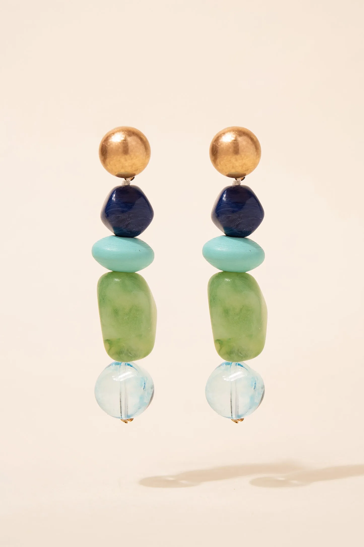 Lyra Organic Beaded Linear Dangle Earrings
