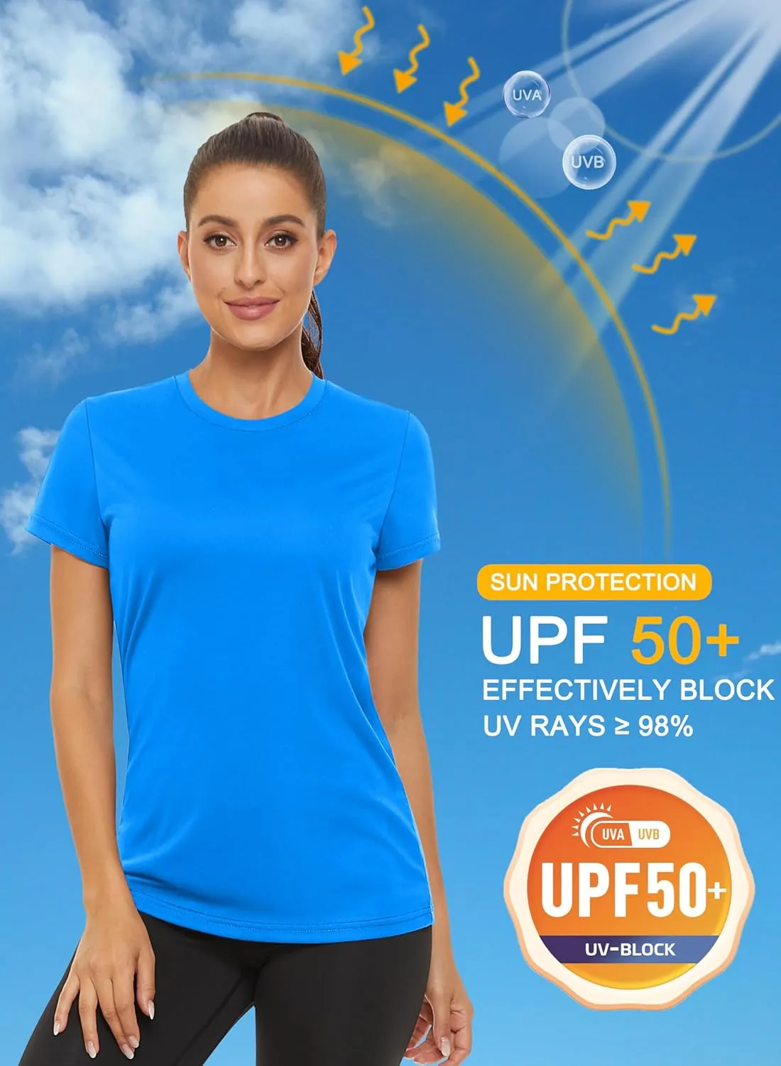 MAGCOMSEN Women's Short Sleeve T-Shirts UPF 50  Sun Protection Quick Dry Athletic Running Workout Rash Guard Tops