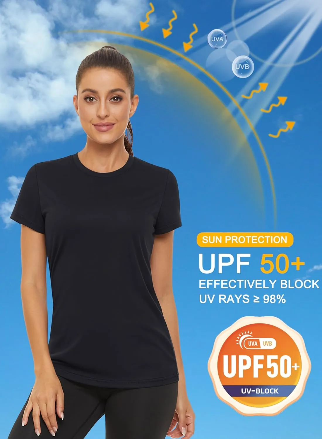 MAGCOMSEN Women's Short Sleeve T-Shirts UPF 50  Sun Protection Quick Dry Athletic Running Workout Rash Guard Tops