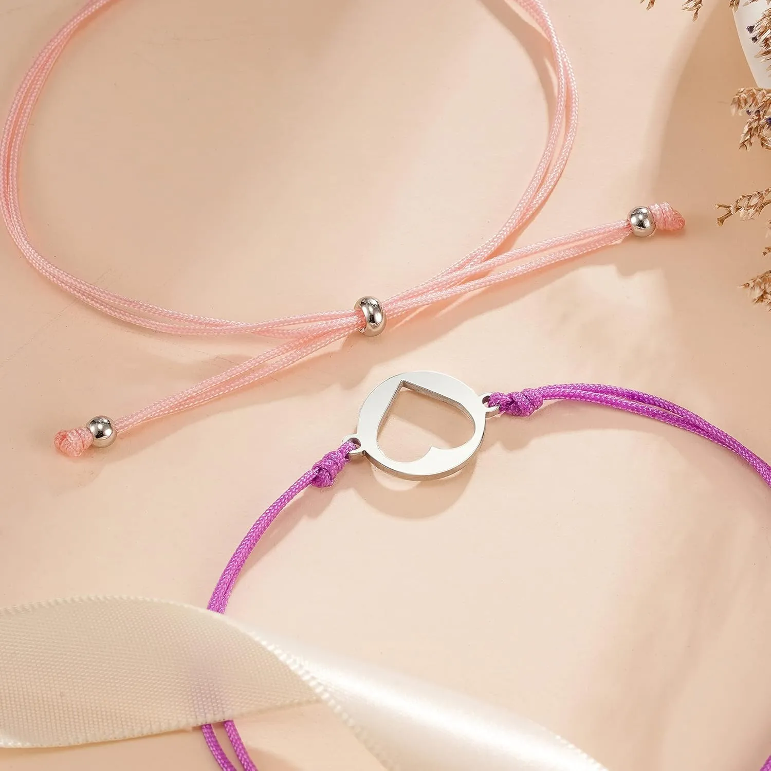 MANVEN First Day of School Bracelets for Mom and Daughter Back to school Gifts Mommy and Me Mother and Daughter Bracelets Matching Heart Wish Bracelets (Colorful)