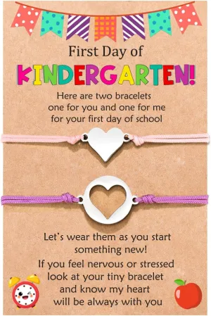 MANVEN First Day of School Bracelets for Mom and Daughter Back to school Gifts Mommy and Me Mother and Daughter Bracelets Matching Heart Wish Bracelets (Colorful)