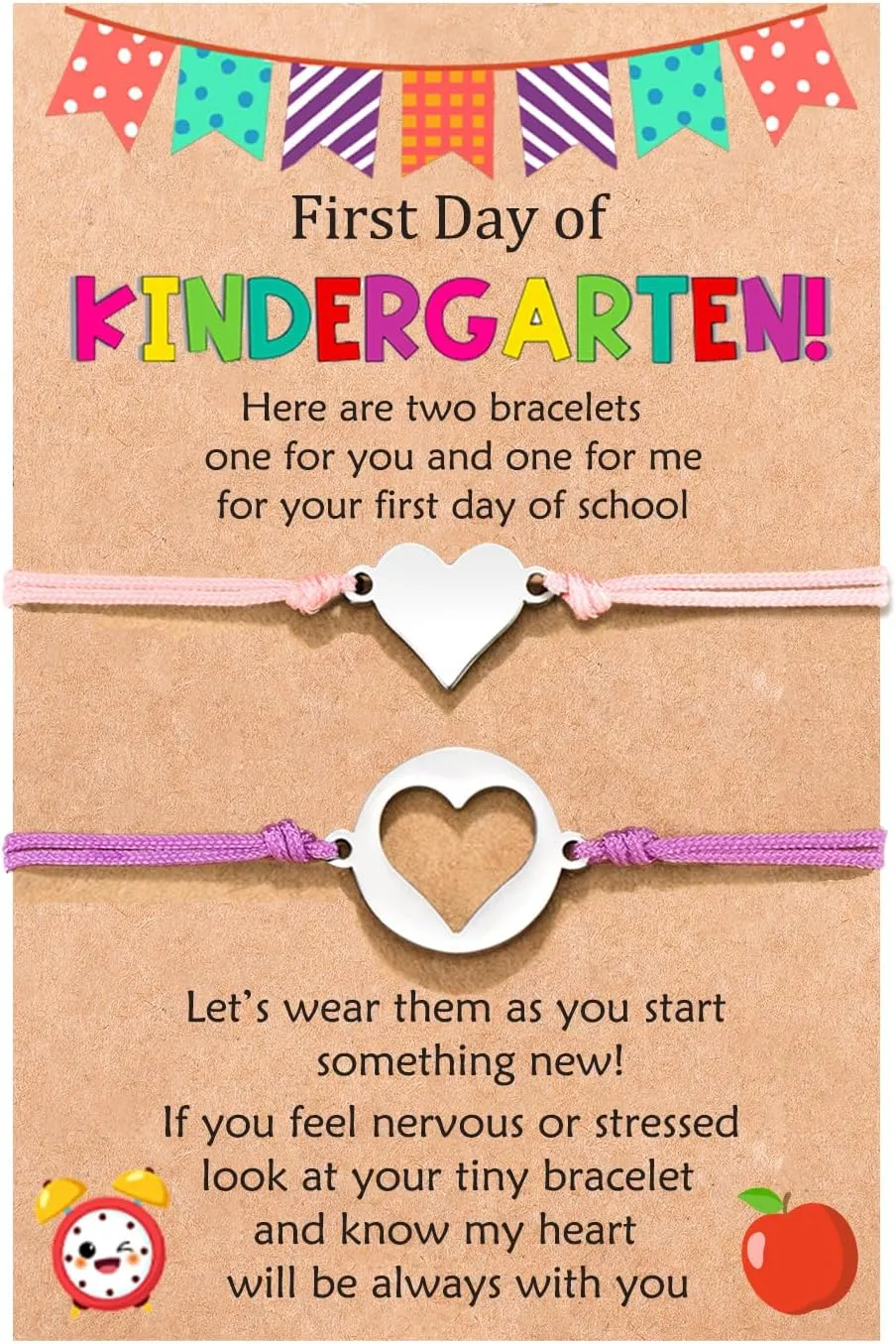 MANVEN First Day of School Bracelets for Mom and Daughter Back to school Gifts Mommy and Me Mother and Daughter Bracelets Matching Heart Wish Bracelets (Colorful)
