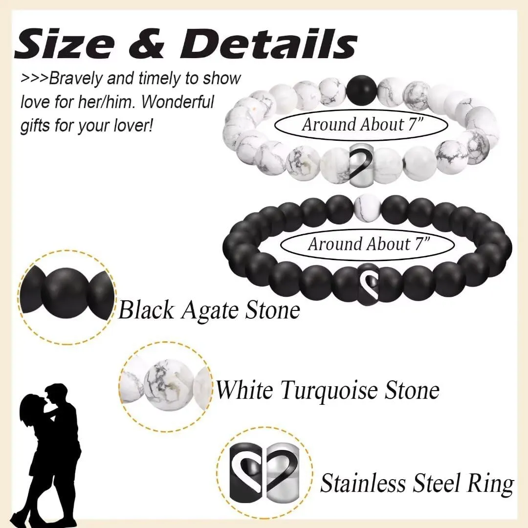 Matching Bracelets for Couples Gifts for His And Her Long Distance Relationship Bracelets Birthday Anniversary Christmas Gifts for Men, Women, Boyfriend, Girlfriend, Bf Gf