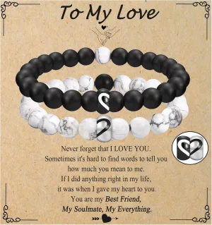 Matching Bracelets for Couples Gifts for His And Her Long Distance Relationship Bracelets Birthday Anniversary Christmas Gifts for Men, Women, Boyfriend, Girlfriend, Bf Gf