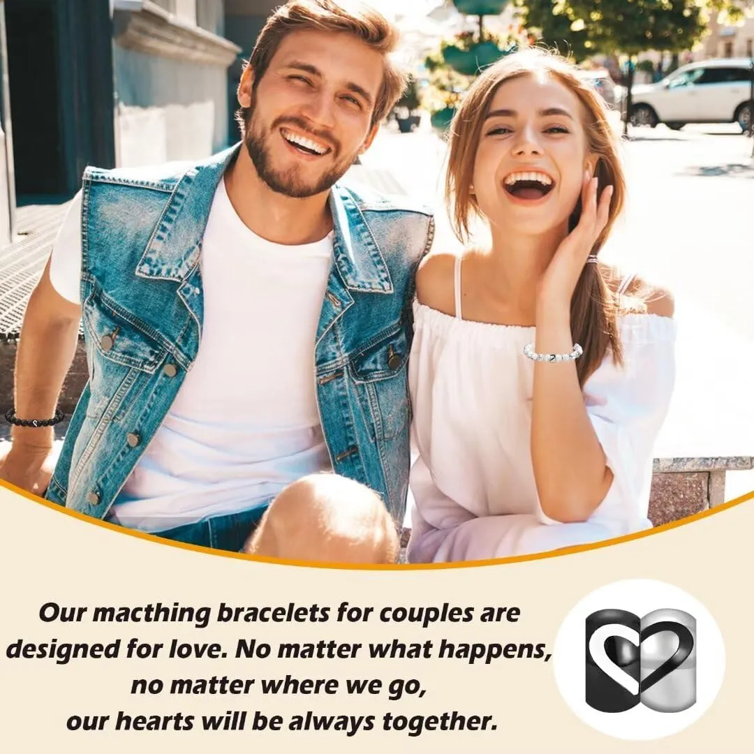 Matching Bracelets for Couples Gifts for His And Her Long Distance Relationship Bracelets Birthday Anniversary Christmas Gifts for Men, Women, Boyfriend, Girlfriend, Bf Gf