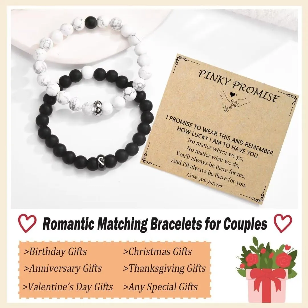 Matching Bracelets for Couples Gifts for His And Her Long Distance Relationship Bracelets Birthday Anniversary Christmas Gifts for Men, Women, Boyfriend, Girlfriend, Bf Gf