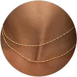 MBW Dainty Choker Necklace for Women, 14K Gold Plated Layered Cube Chain Necklaces for Women Trendy Simple Layering Necklaces Waterproof Gold Jewelry Sets for Women Girls Gift