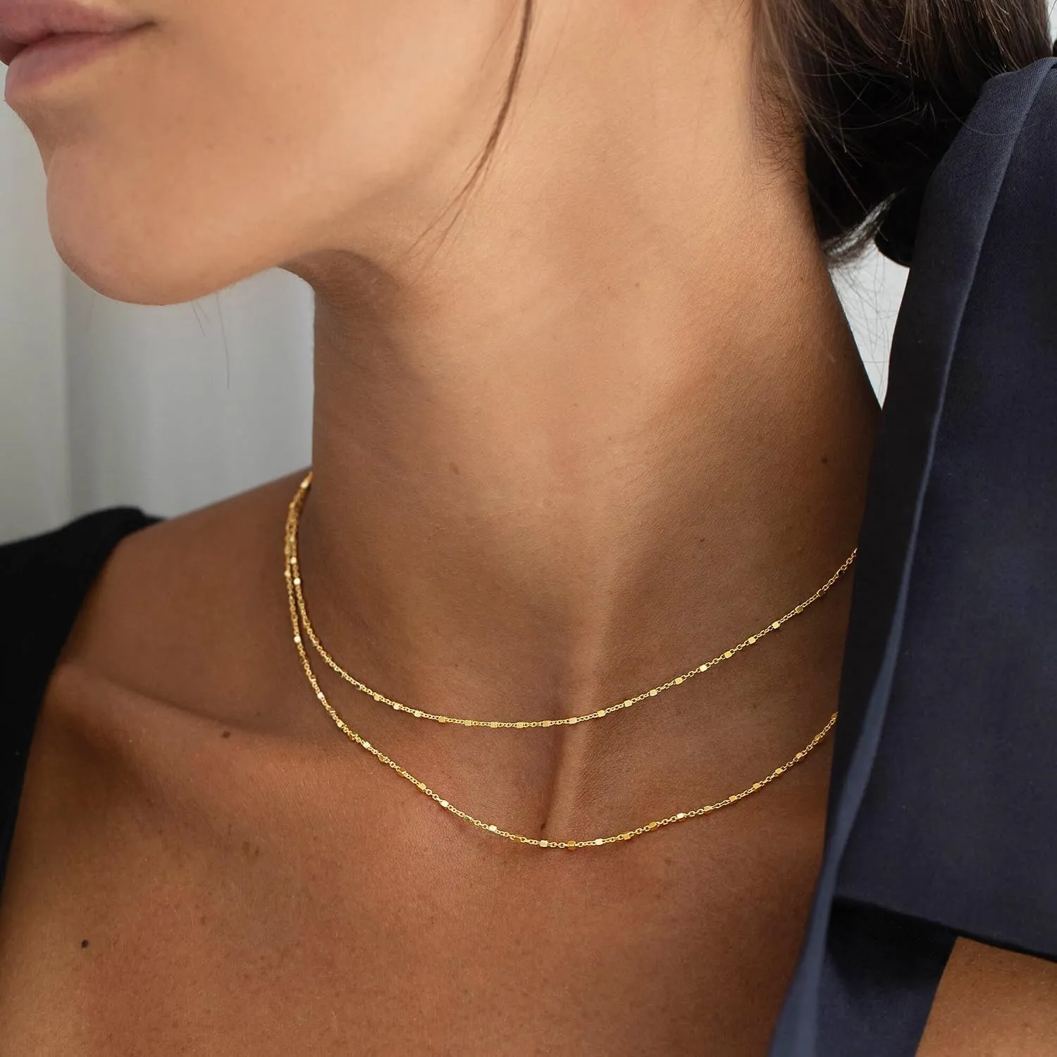 MBW Dainty Choker Necklace for Women, 14K Gold Plated Layered Cube Chain Necklaces for Women Trendy Simple Layering Necklaces Waterproof Gold Jewelry Sets for Women Girls Gift