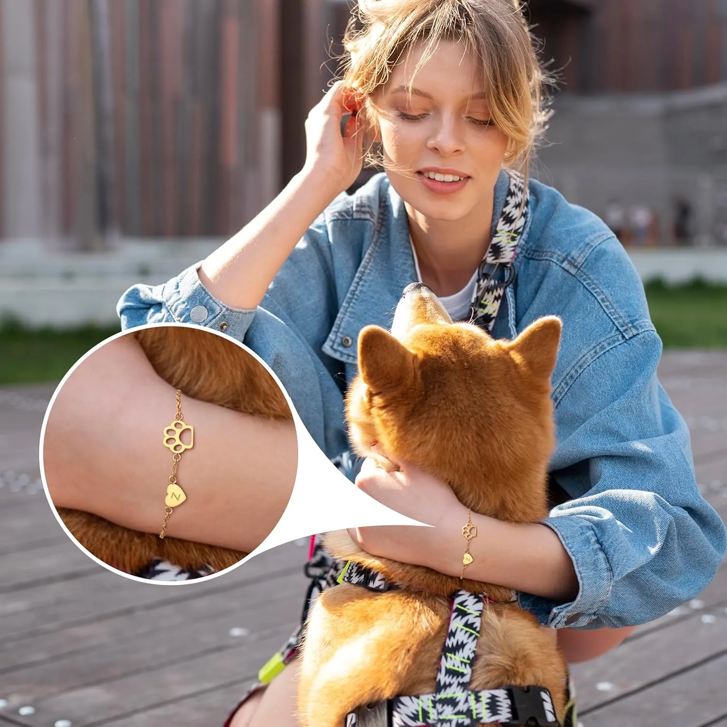Memorial Gift for Pet Lover Initial Bracelet for Women with Heart Dog Paw Gold Bracelets for Women Non Tarnish Birthday Graduation Jewelry for Dogs Lover Sister Friends Mom