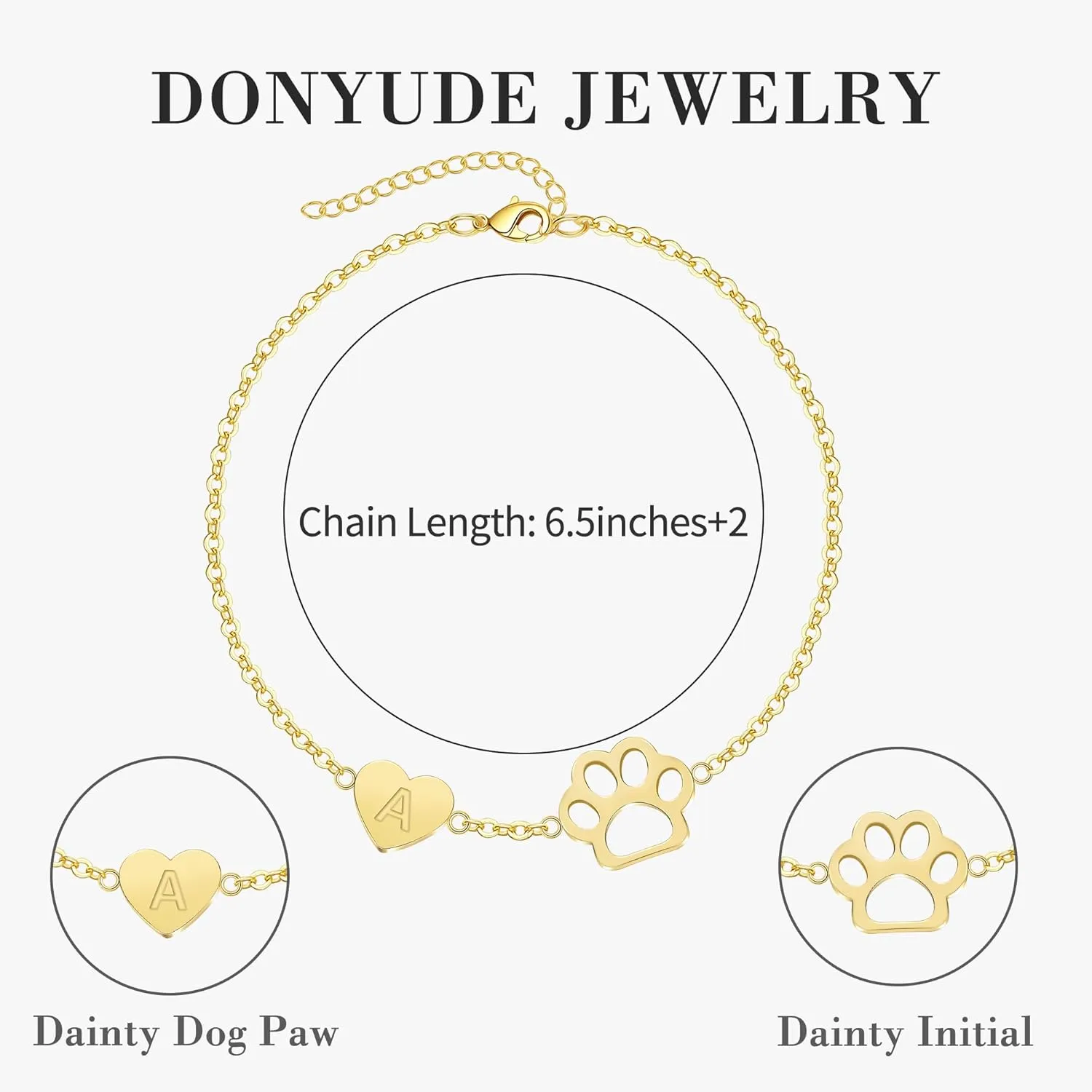 Memorial Gift for Pet Lover Initial Bracelet for Women with Heart Dog Paw Gold Bracelets for Women Non Tarnish Birthday Graduation Jewelry for Dogs Lover Sister Friends Mom