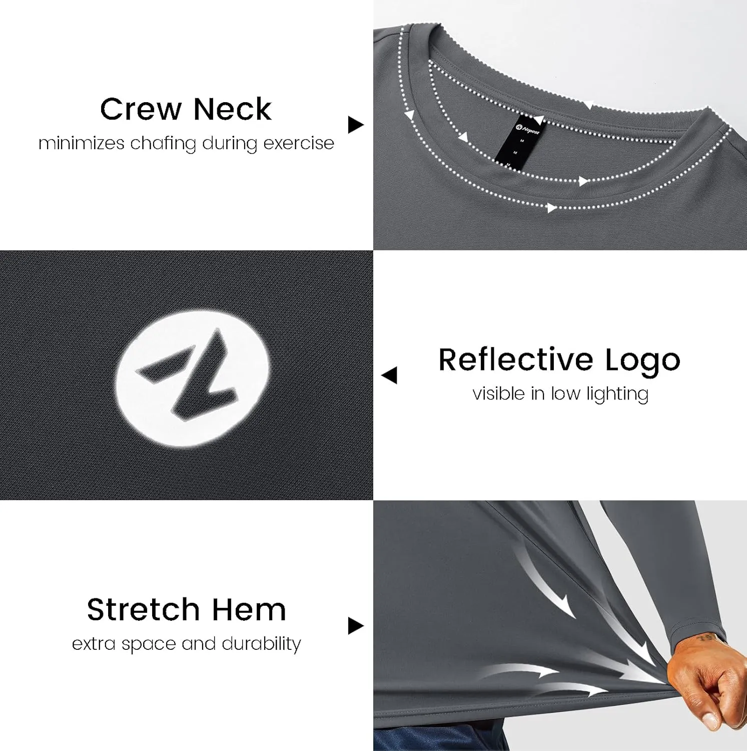 Mens Athletic Running Dry Fit T-Shirts Workout Gym Short Sleeve Crewneck UPF 50  UV Sun Protection Active Tee