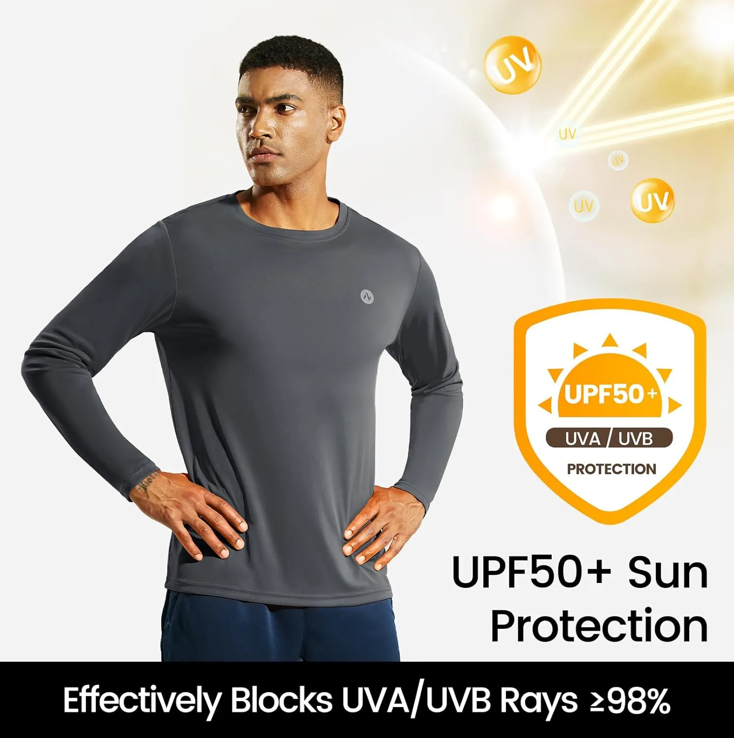 Mens Athletic Running Dry Fit T-Shirts Workout Gym Short Sleeve Crewneck UPF 50  UV Sun Protection Active Tee