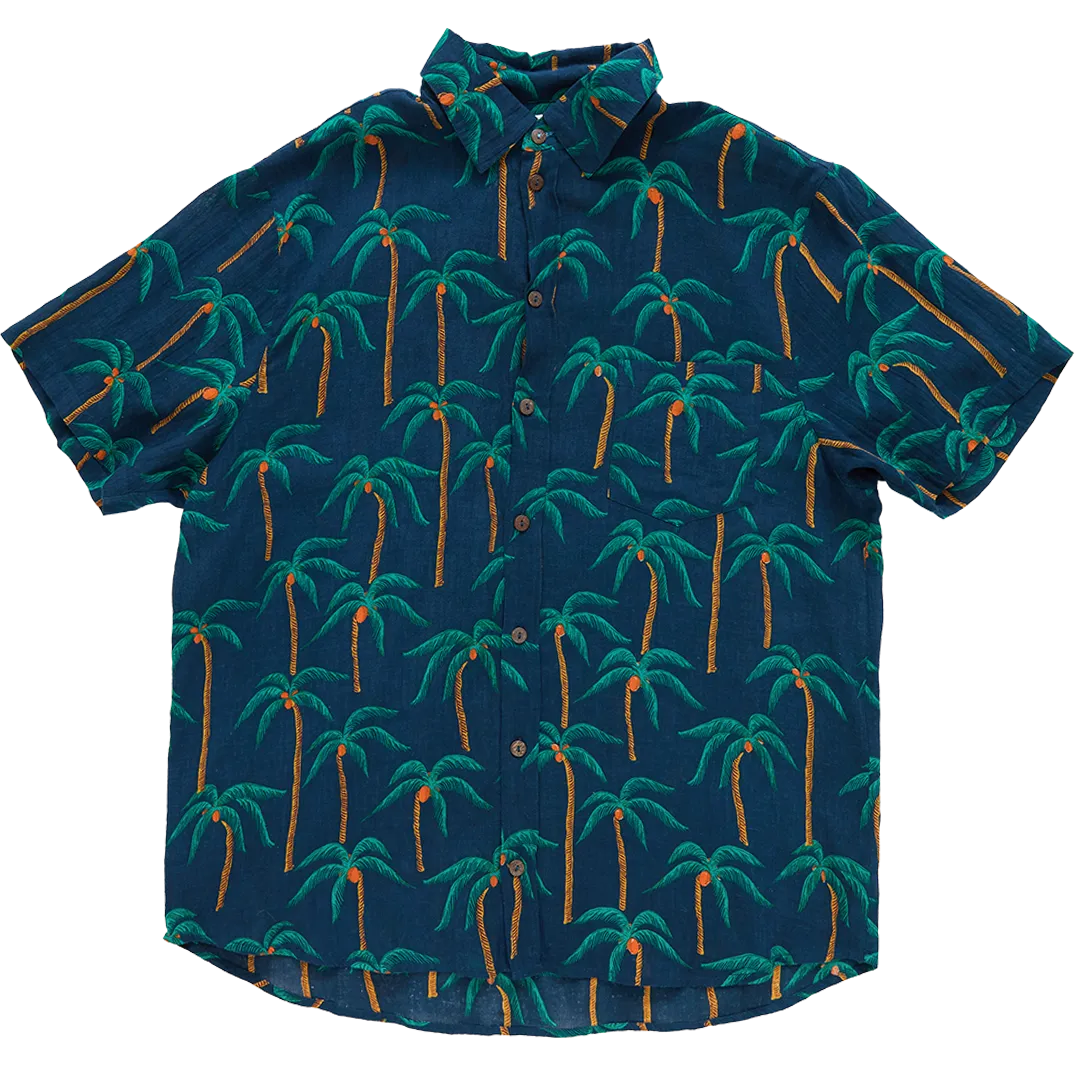 Mens Jack Shirt - Navy Palm Trees
