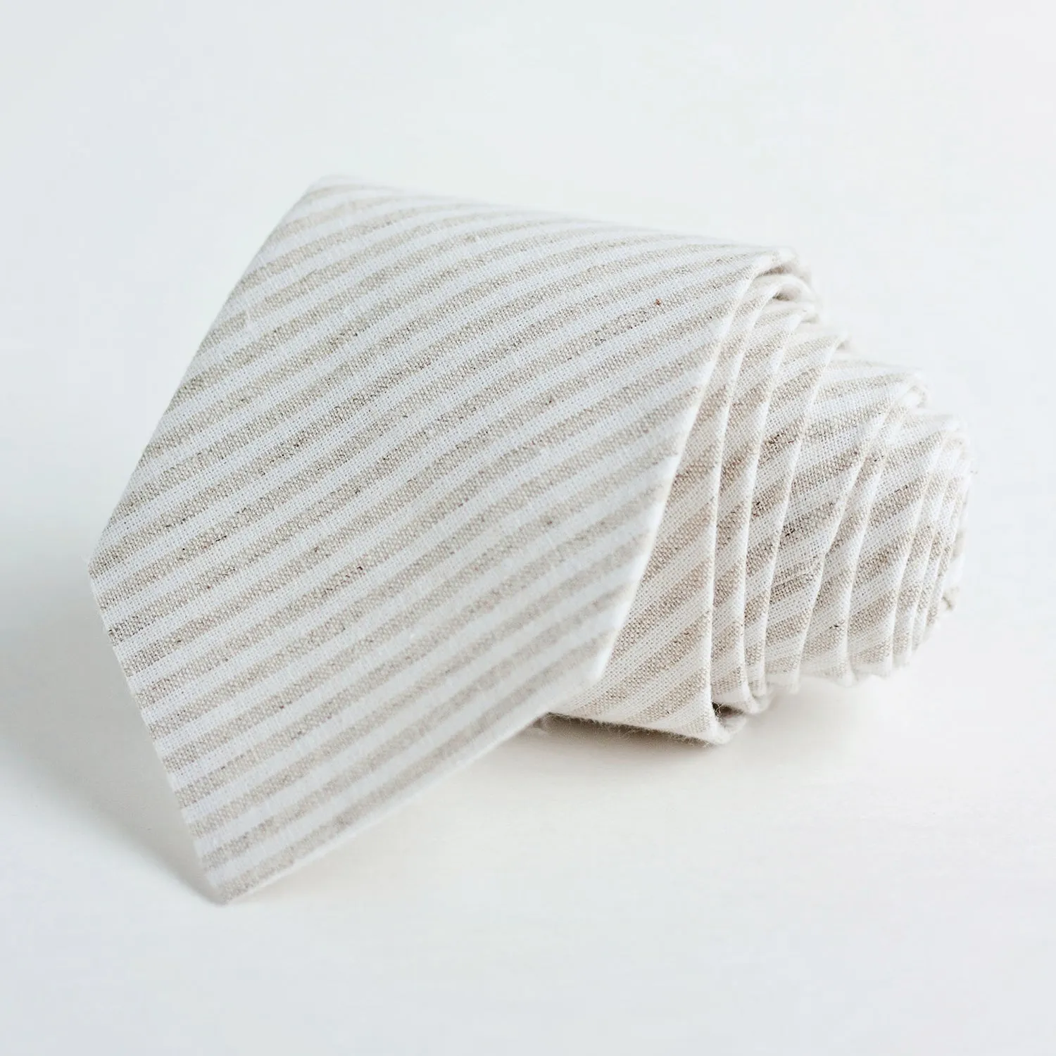 Men's Necktie / Natural Linen Stripe