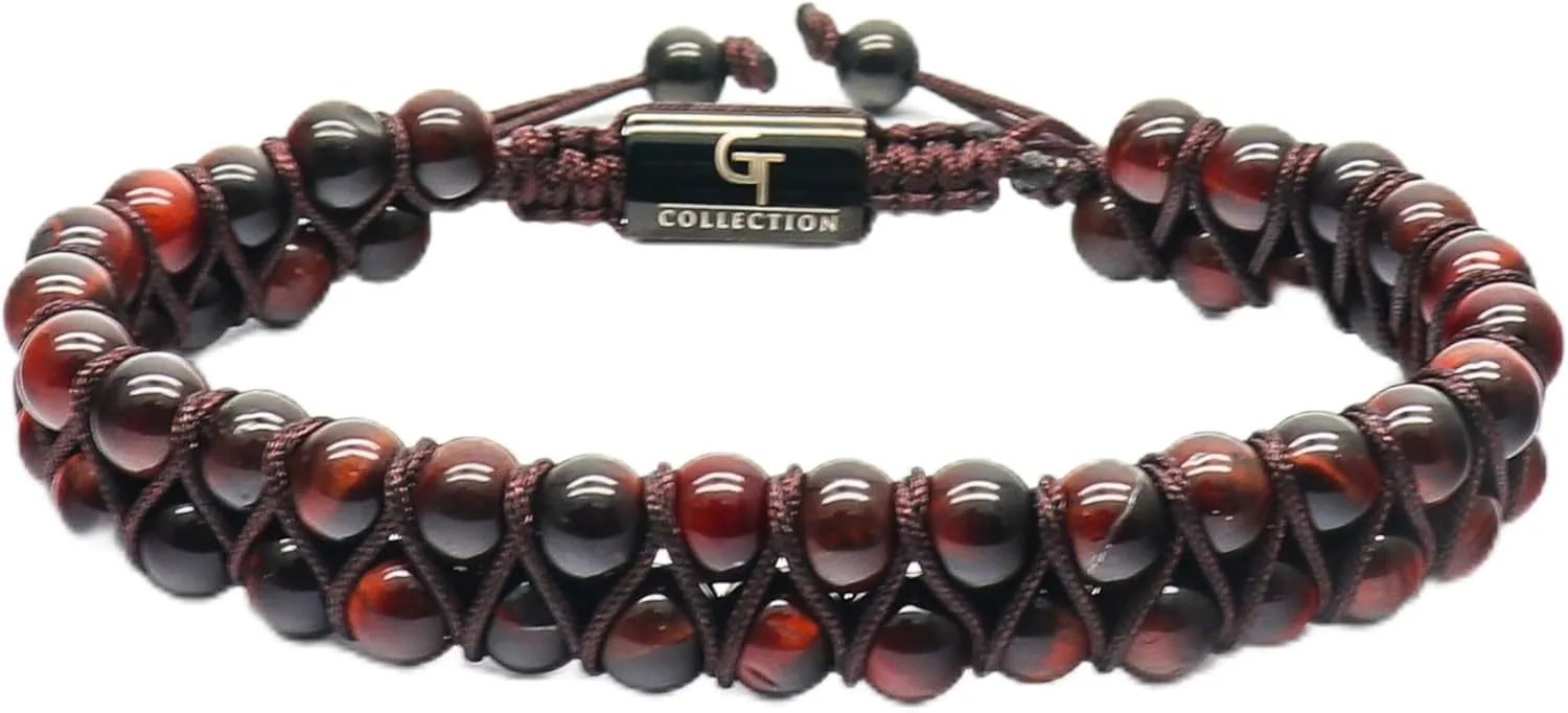 Men's Onyx Double Beaded Bracelet | Gift for Men | Adjustable Natural Gemstone Energy Bracelet for Men