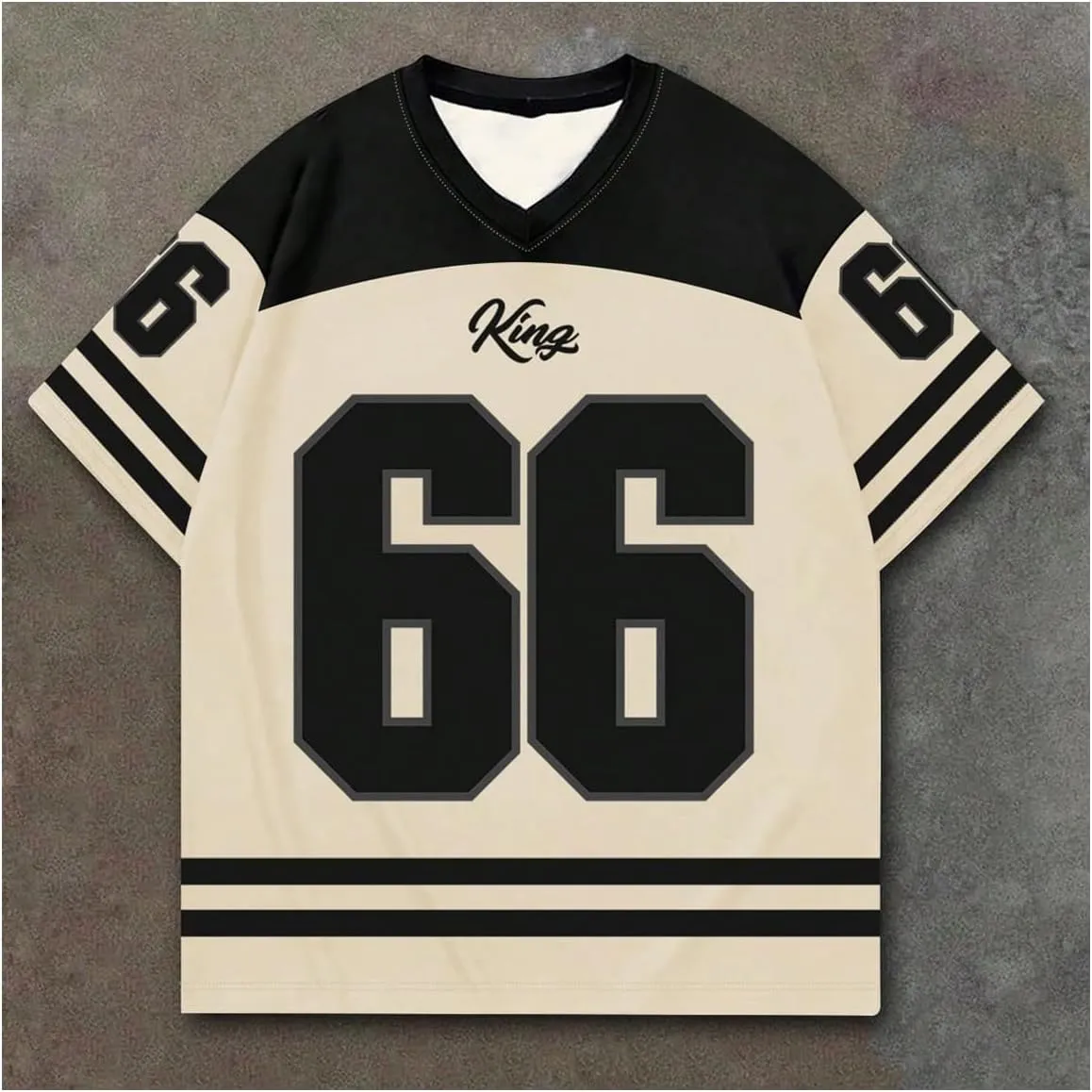 Men's Plus Size Jersey T-Shirts Color Block Number Graphic Tees Short Sleeve V Neck Oversized T Shirt