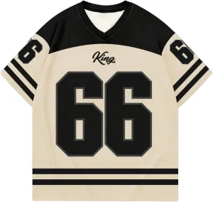 Men's Plus Size Jersey T-Shirts Color Block Number Graphic Tees Short Sleeve V Neck Oversized T Shirt