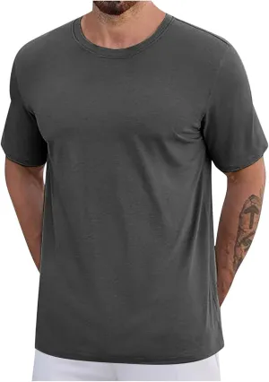 Men's Quick Dry Short Sleeve T Shirt Cotton Summer Casual Crewneck Lightweight Tee Shirts Workout Athletic Tops
