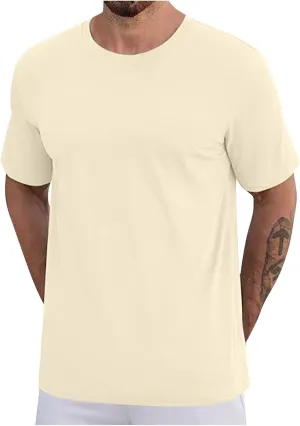 Men's Quick Dry Short Sleeve T Shirt Cotton Summer Casual Crewneck Lightweight Tee Shirts Workout Athletic Tops