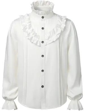 Mens Ruffle Pirate Shirts Medieval Renaissance Cosplay Costume Steampunk Victorian Tops