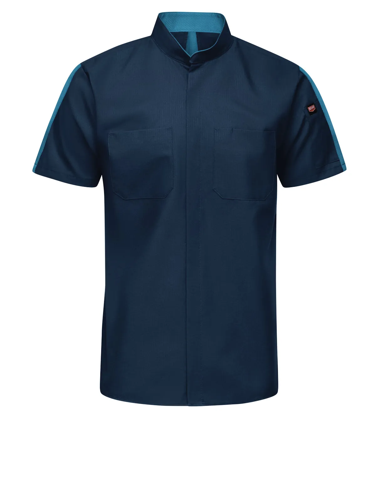 Men's Short Sleeve Two Tone Pro  Work Shirt with OilBlok and MIMIX™ - SX46 - Navy/Teal