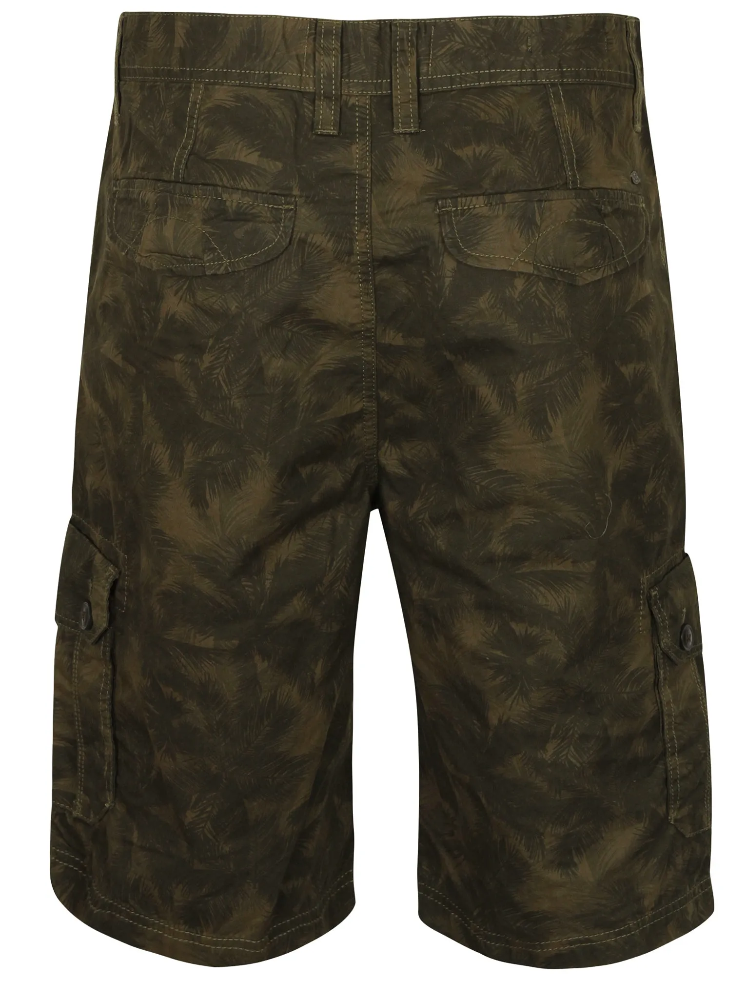 Mens Tropical Print Cargo Shorts in Green Tropics - Tokyo Laundry