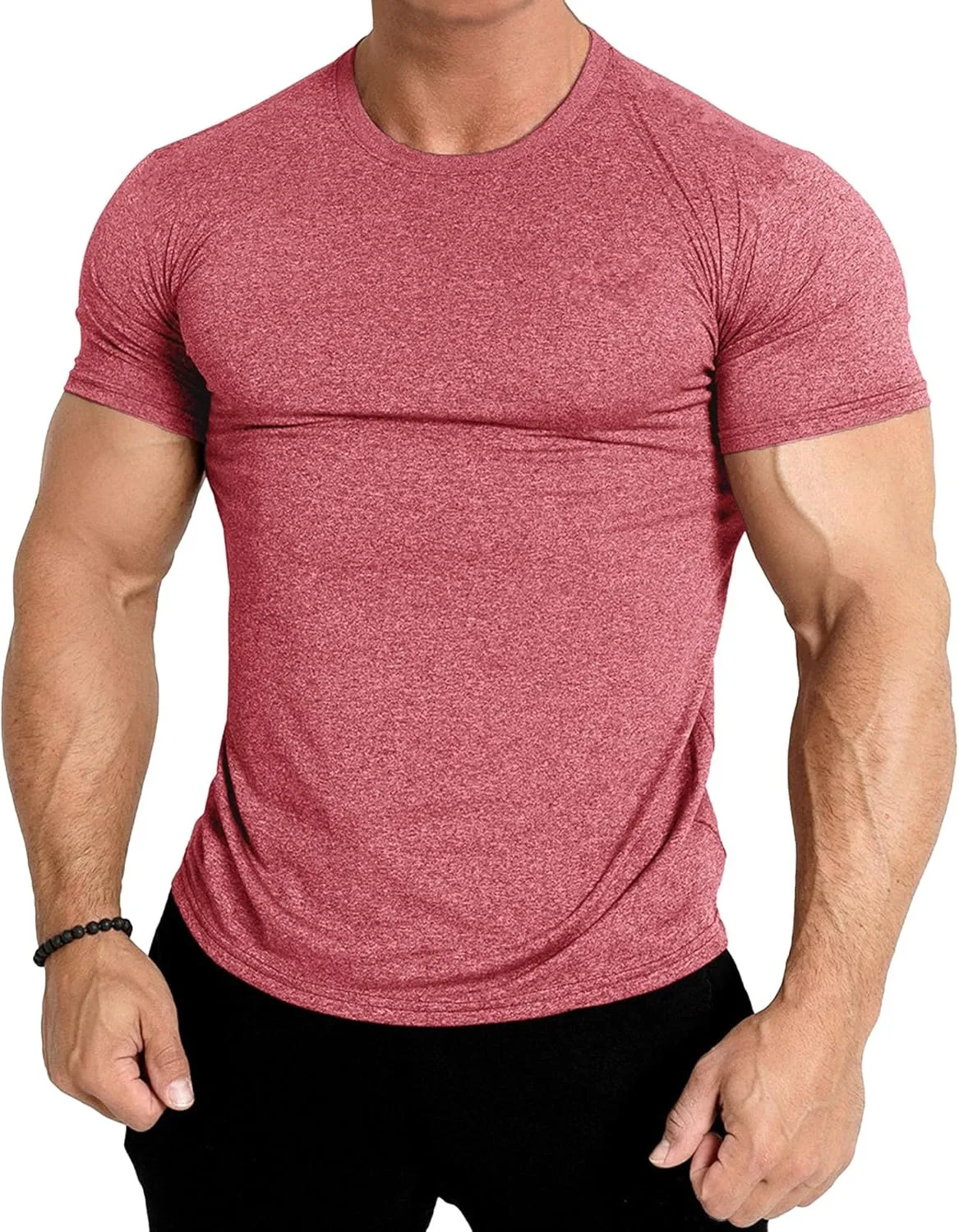 Men's Workout Gym Short Sleeve T Shirt Slim Fit Athletic Running Tee Shirts Casual Stylish Crew Neck Tops