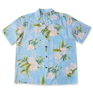 Midnight Baby Blue Hawaiian Rayon Shirt