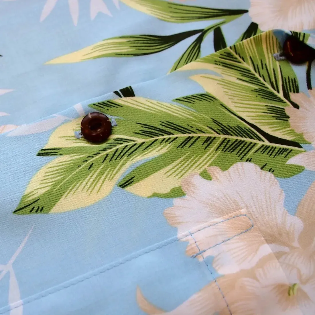 Midnight Baby Blue Hawaiian Rayon Shirt