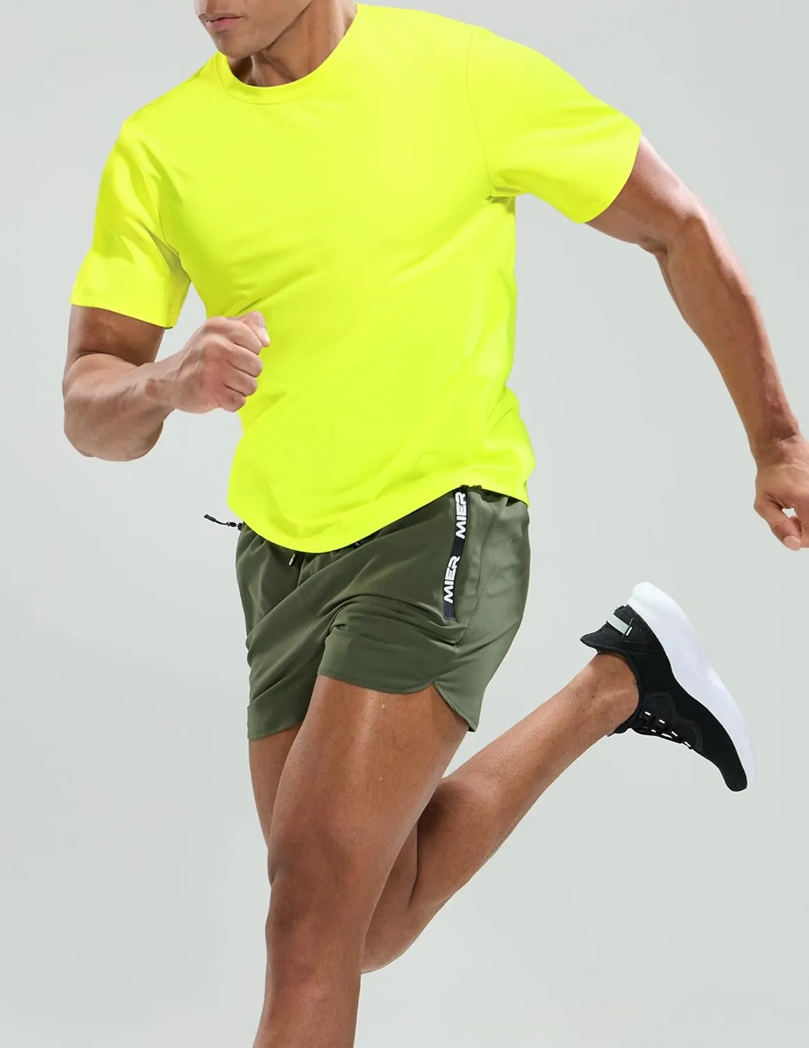 MIER Men's Workout T Shirts Dry Fit Short Sleeve Athletic Gym Running Lightweight Performance Tee Tops, Polyester, UPF 50 