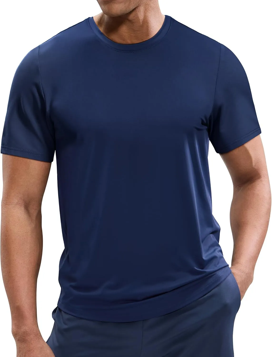 MIER Men's Workout T Shirts Dry Fit Short Sleeve Athletic Gym Running Lightweight Performance Tee Tops, Polyester, UPF 50 