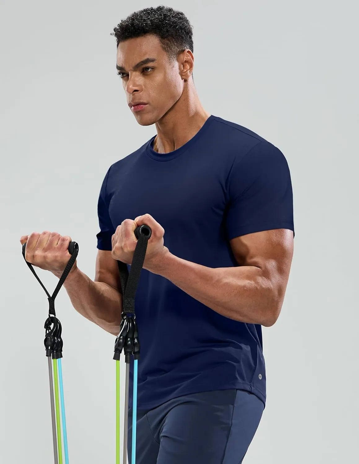 MIER Men's Workout T Shirts Dry Fit Short Sleeve Athletic Gym Running Lightweight Performance Tee Tops, Polyester, UPF 50 