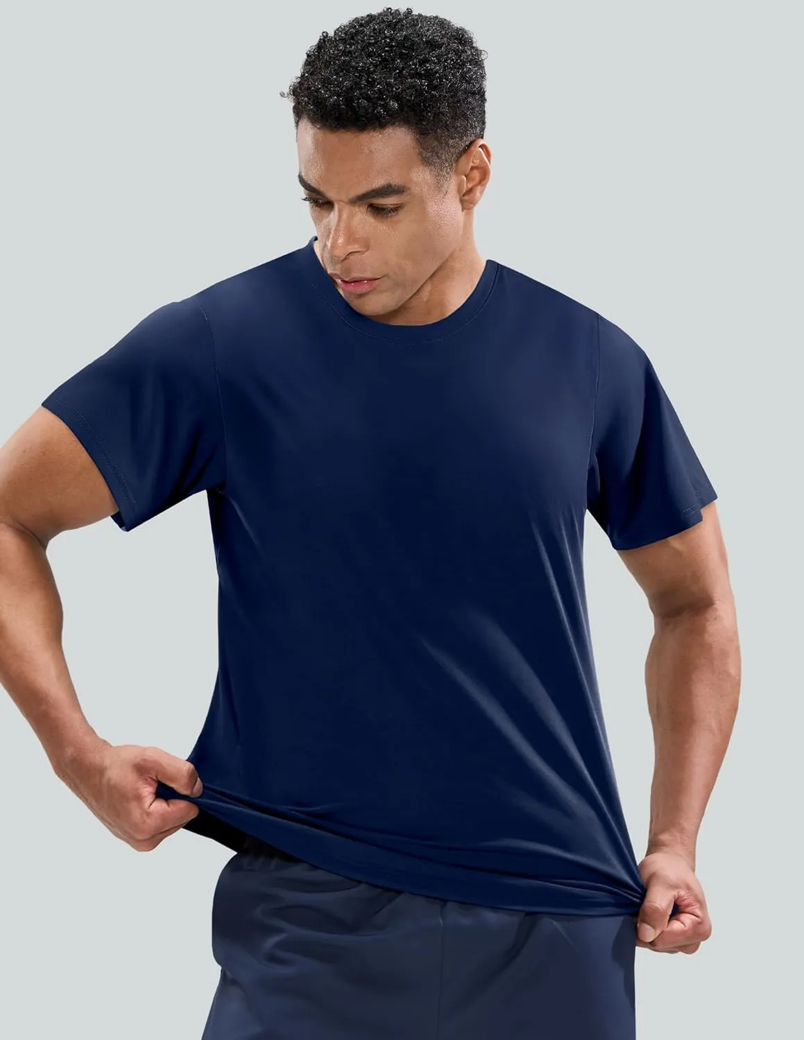 MIER Men's Workout T Shirts Dry Fit Short Sleeve Athletic Gym Running Lightweight Performance Tee Tops, Polyester, UPF 50 