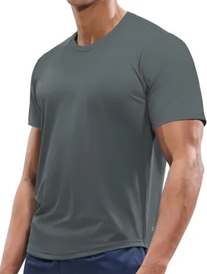 MIER Men's Workout T Shirts Dry Fit Short Sleeve Athletic Gym Running Lightweight Performance Tee Tops, Polyester, UPF 50 