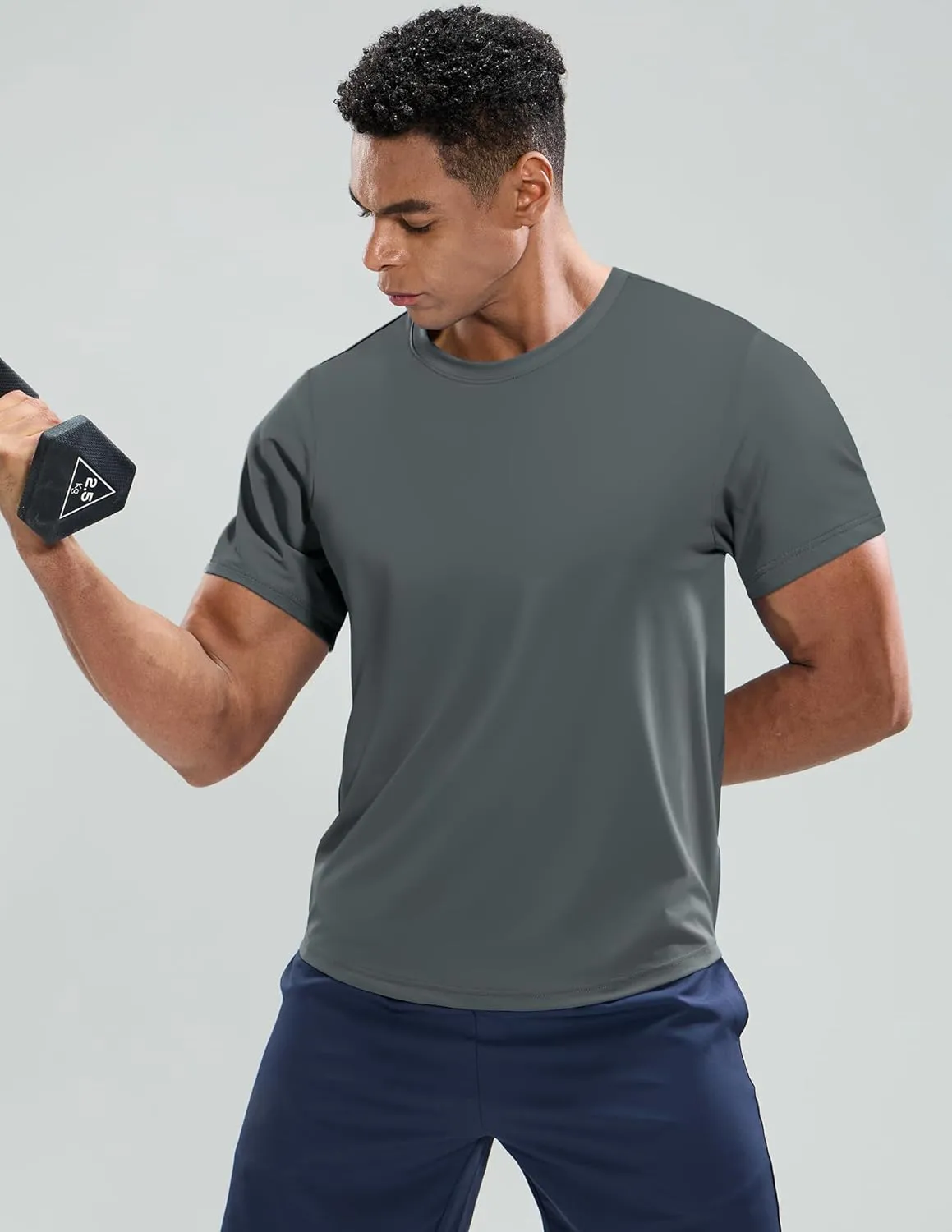MIER Men's Workout T Shirts Dry Fit Short Sleeve Athletic Gym Running Lightweight Performance Tee Tops, Polyester, UPF 50 