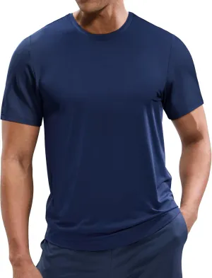 MIER Men's Workout T Shirts Dry Fit Short Sleeve Athletic Gym Running Lightweight Performance Tee Tops, Polyester, UPF 50 