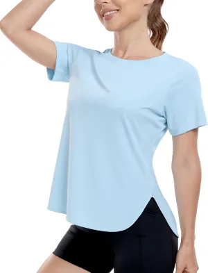 MIER Womens UPF 50  Sun Protection Workout Tops Short Sleeve UV SPF T-Shirts for Athletic Gym Exercise Yoga, Dry Fit