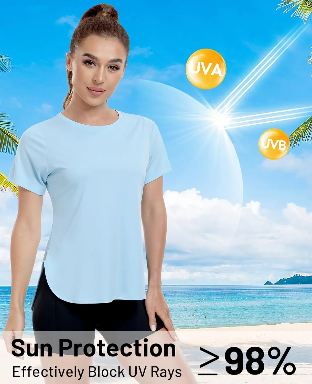 MIER Womens UPF 50  Sun Protection Workout Tops Short Sleeve UV SPF T-Shirts for Athletic Gym Exercise Yoga, Dry Fit