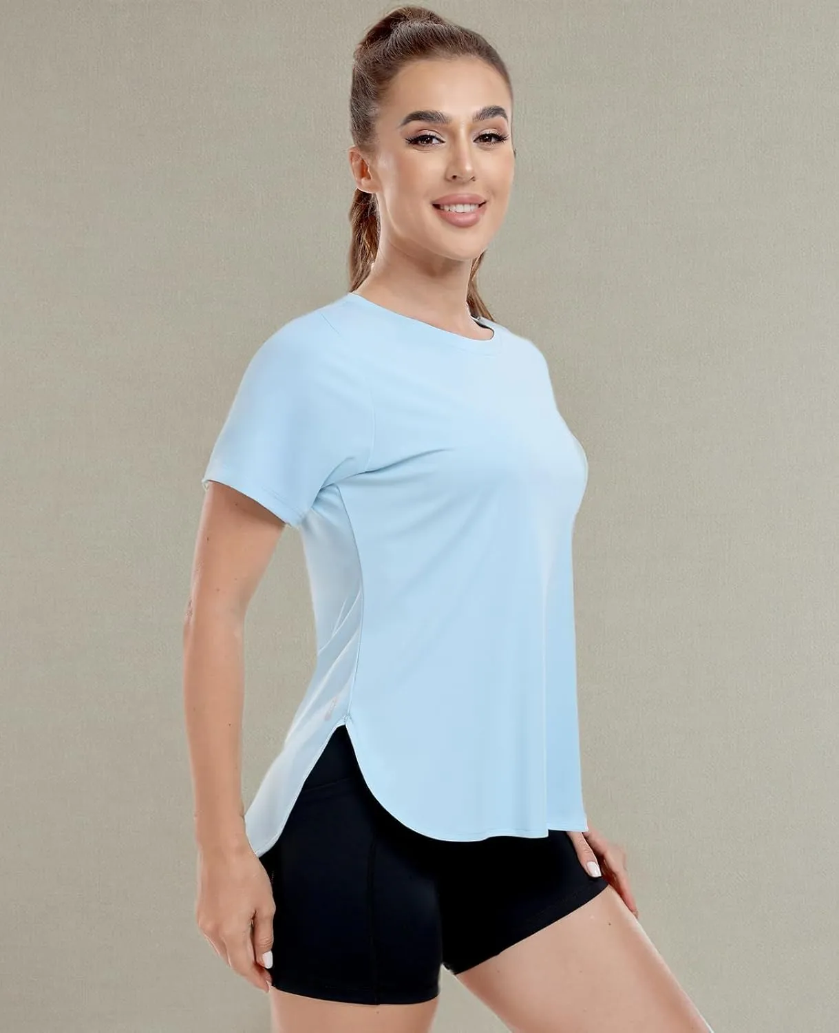 MIER Womens UPF 50  Sun Protection Workout Tops Short Sleeve UV SPF T-Shirts for Athletic Gym Exercise Yoga, Dry Fit