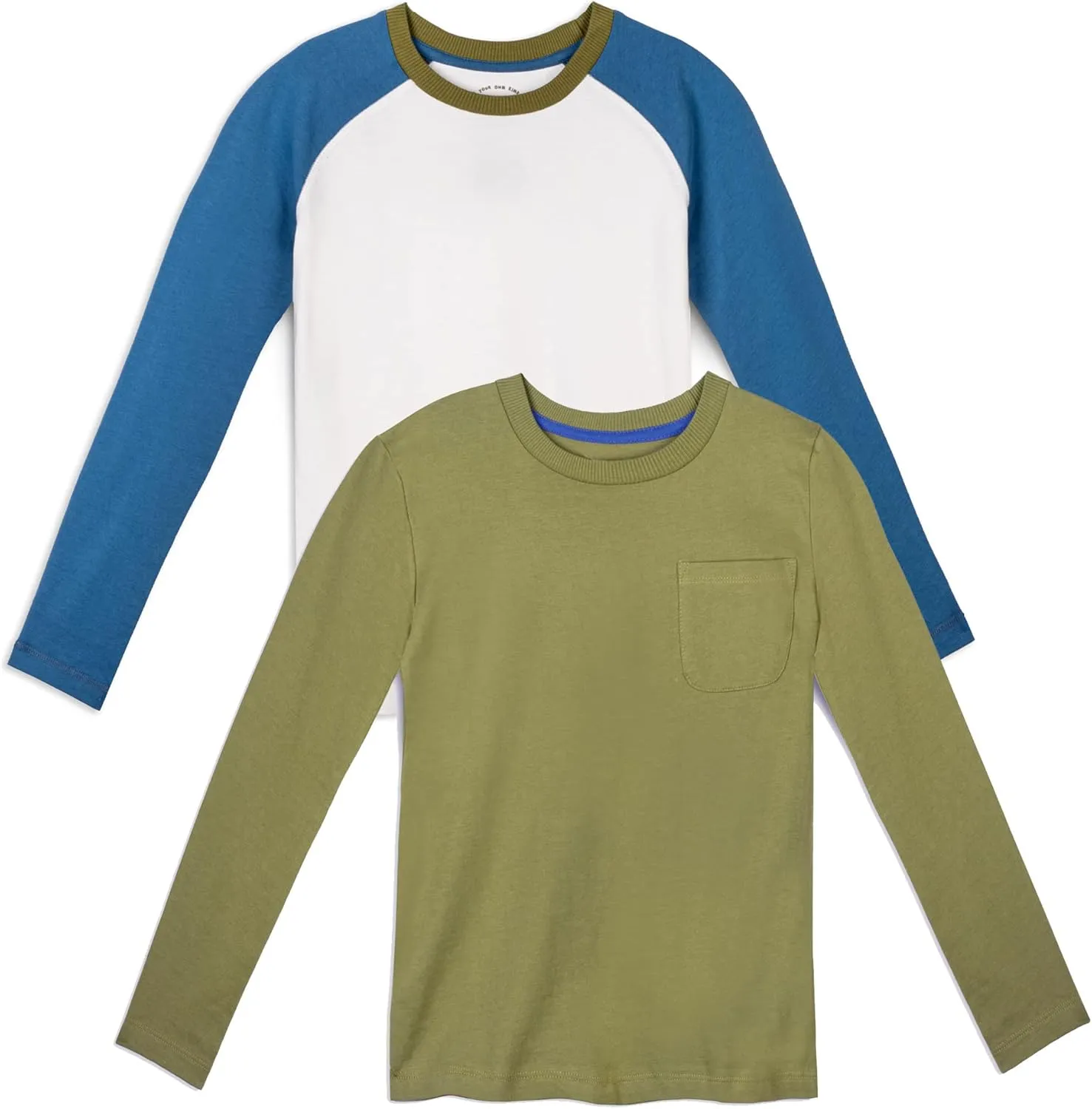 Mightly Boys and Girls' Long Sleeve Raglan Shirt | Organic Cotton, Colorful Casual Stylish Clothes, Soft&Fresh Crew Neck Tee