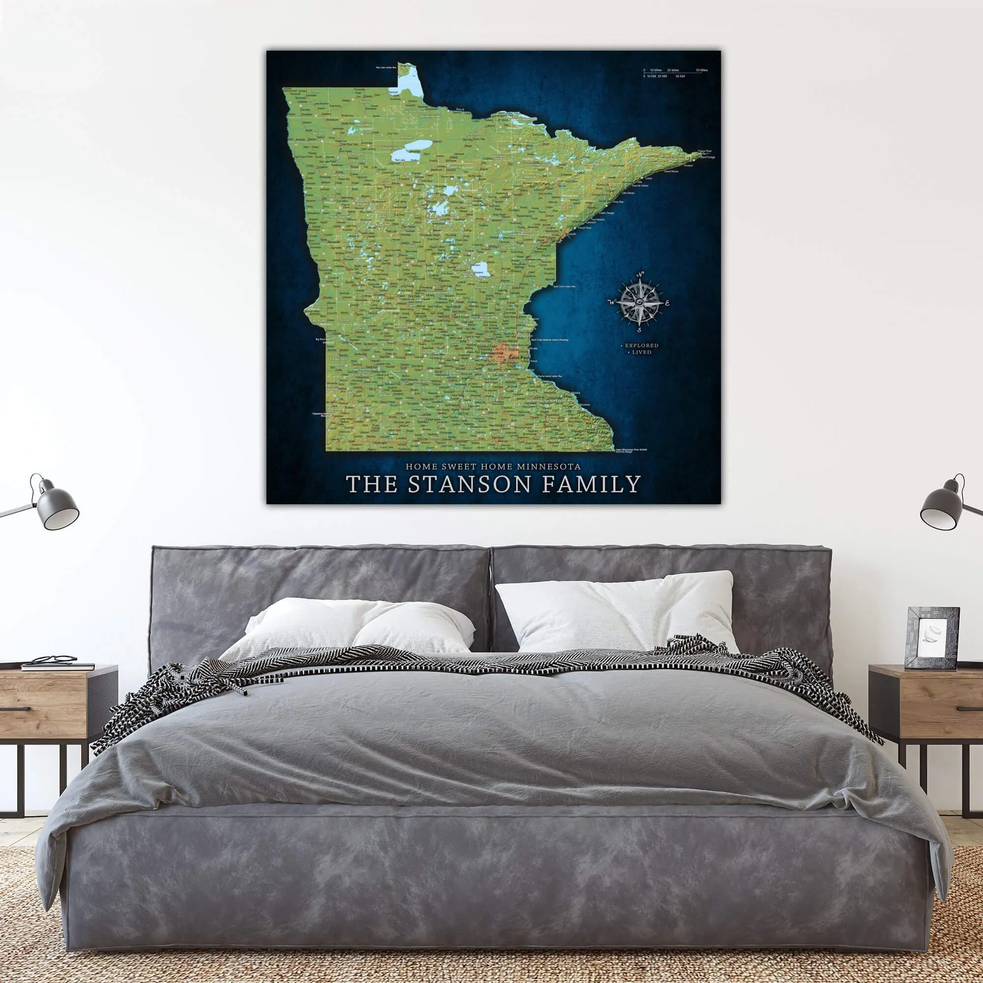 Minnesota Push Pin Terrain Map