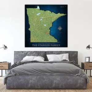 Minnesota Push Pin Terrain Map