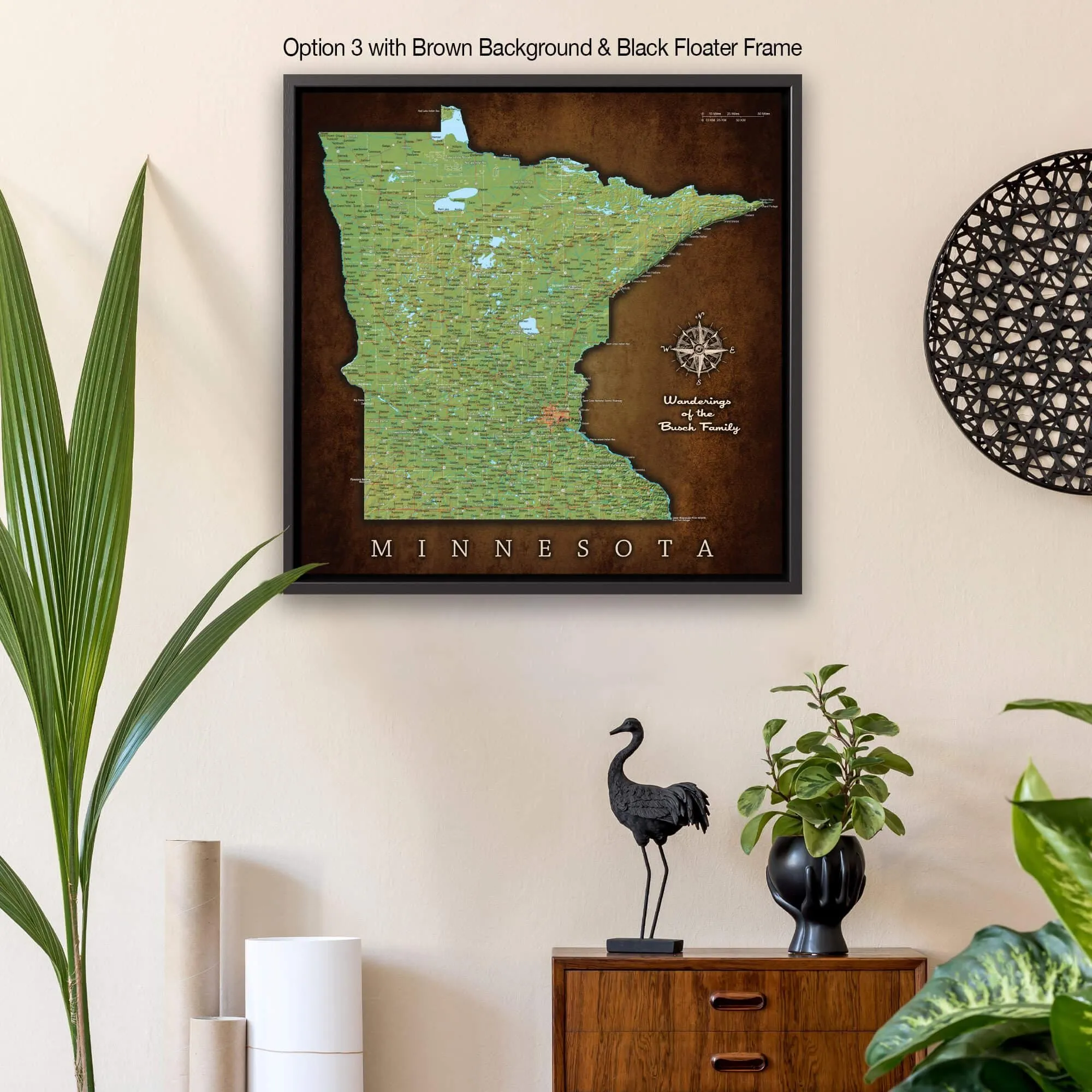 Minnesota Push Pin Terrain Map