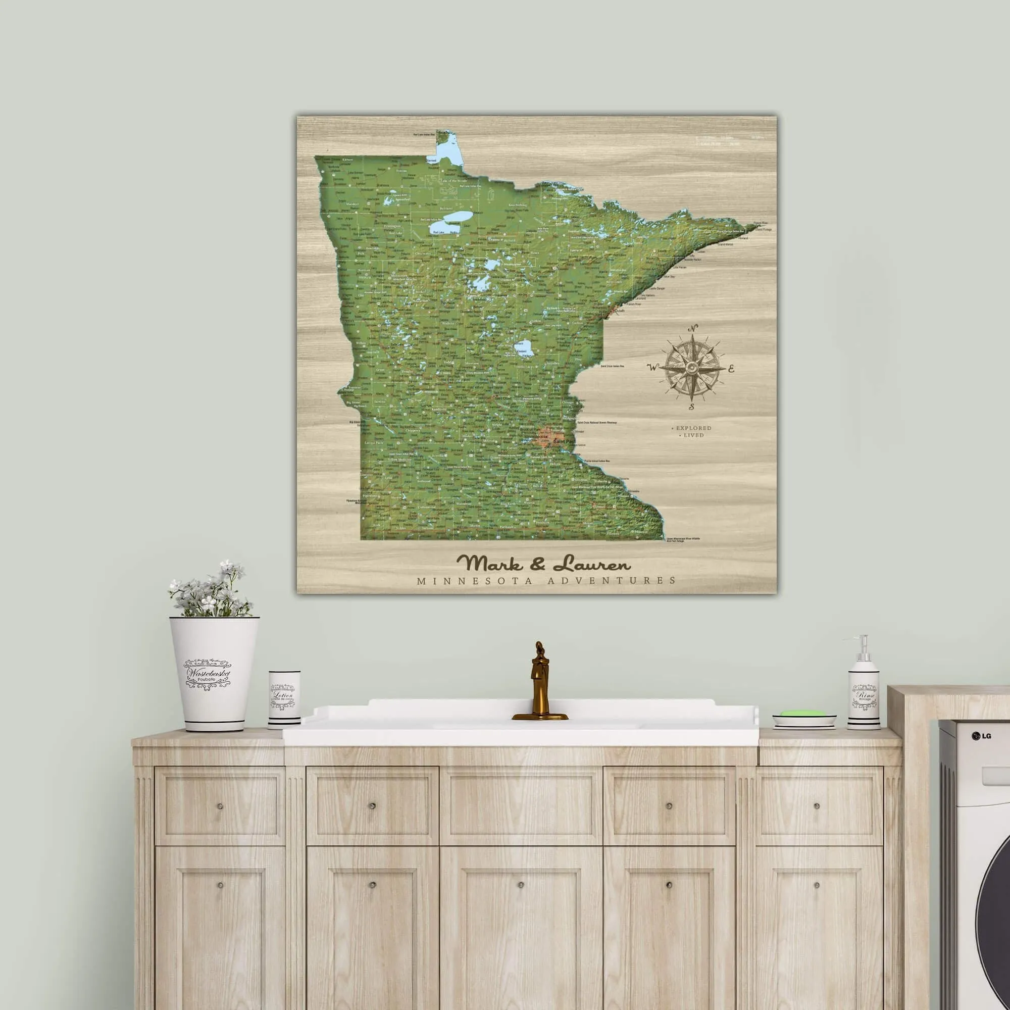 Minnesota Push Pin Terrain Map