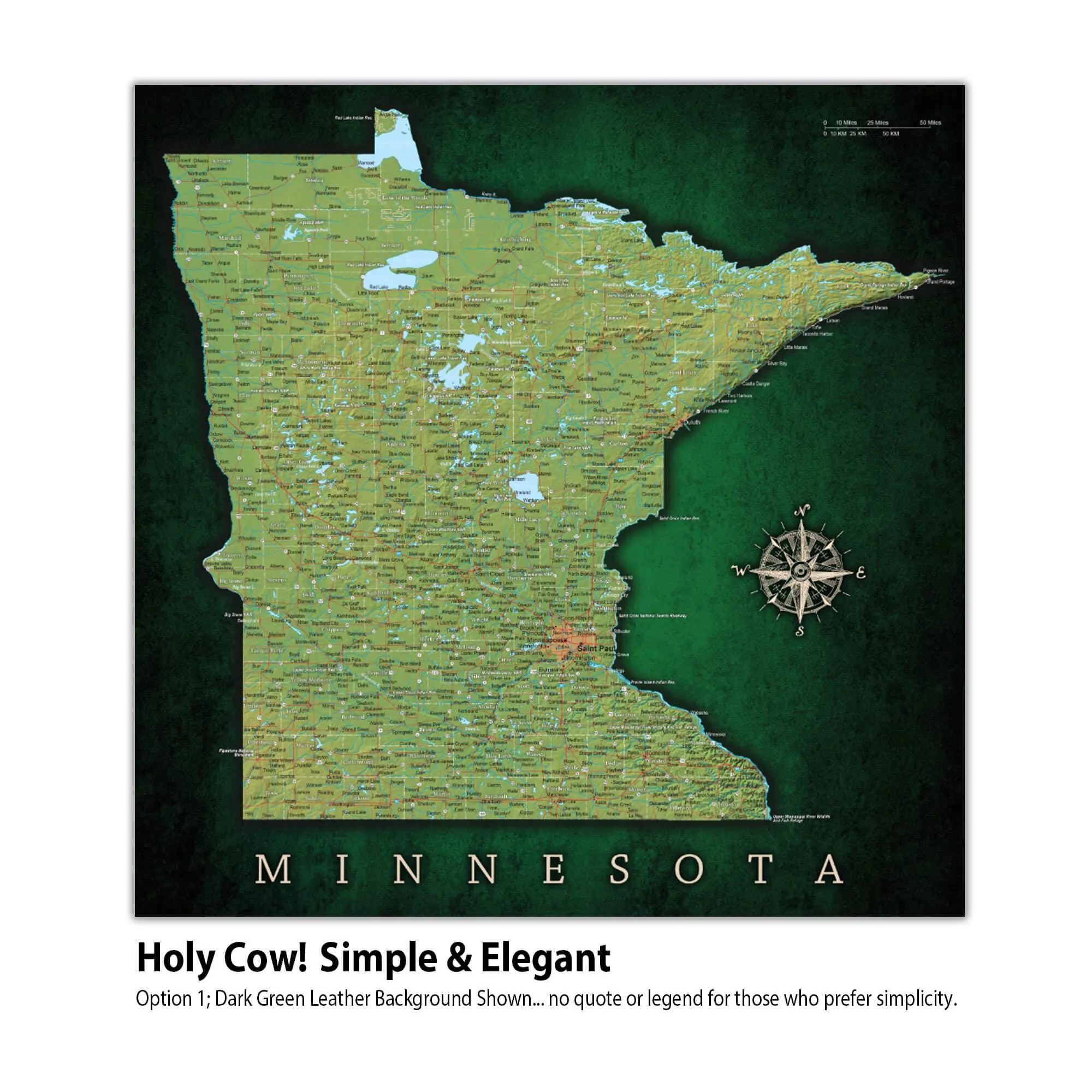 Minnesota Push Pin Terrain Map